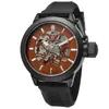 Reloj Forsining para Hombre Moda Casual Esqueleto Pulsera Estilo Reloj Mecánico Semi-Automático Correa Azul Negro