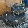 Nuevo Estilo Chino Cuenca de Piedra Negra Natural de Montaña Fuente de Agua Colocación en Patio Paisaje de Piedra Fuente que Brota Cuenca de Piedra Forma Irregular Adorno Escénico de Agua Corriente