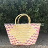 Fabricante Vende Bolsas de Moda para Mujer Tejidas a Mano de Plástico, Bolsos de Mano, Bolsas de Compras, Bolsos Casuales Urbanos, Bolsas de Cesta de Verduras Rayadas