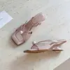 Sandalias Planas Románticas de Perlas para Mujer, Sandalias de Cuña con Punta Abierta para Uso en Exteriores, Pantuflas Elegantes y de Moda para Mujer, Salidas de Verano, Estilo Coreano