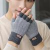 Luvas de meio dedo inverno quentes luvas de escrita para estudantes pelúcia tricotadas luvas para o frio luvas de viagem para andar de moto atacado