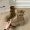 Botines gruesos de estilo retro para mujer que aumentan la altura, otoño e invierno 2026, favorecedores para personas menudas, botas de moda adelgazantes