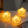 Luz de Noche Creativa de Flor Rosa, Luz de Velas Electrónicas LED Simuladas, Luz de Atmósfera para Decoración del Hogar con Diseño Creativo