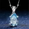 Collar con colgante de topacio azul cristal estilo coreano, diseño nicho ins, cadena para clavícula, colgante de diamante azul para el cumpleaños de la novia