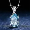 Collar con colgante de topacio azul cristal estilo coreano, diseño nicho ins, cadena para clavícula, colgante de diamante azul para el cumpleaños de la novia