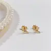 Aretes de Tuerca Geométricos de Estrella de Acero Titanio con Bolas de Acero Grandes y Pequeñas de Moda Simple al por Mayor de Fábrica de Venta Caliente Aretes Perforados Mujeres