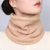 Bufanda de Punto de Bambú Simple de Color Puro para Otoño e Invierno Protector de Cuello Cálido Forrado de Lana Bufanda Elástica Gruesa Versátil Cómoda