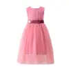 Vestido da Moda para Meninas Novo Cor Pura Princesa Saia Tutu Vestido de Performance Passarela Menina Pequena Dama de Honra Vestido de Casamento