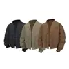 Nice3Rule Chaqueta de plumón de invierno para hombre, corte holgado, plumón de pato blanco, cuello retro japonés sin cuello, chaqueta de piloto Nyr001