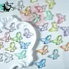Mariposa de vidrio tallado 20x30 mm al por mayor con agujero vertical, alas tridimensionales, materiales para DIY de pulseras y collares hechos a mano