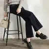 Jeans de Mujer Su Du Estilo Nuevo Bolsillo Bordado Elástico en Cuatro Direcciones Color Fijo Denim Azul Oscuro Versátil Sueltos Pierna Ancha Longitud Completa