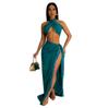 OS6997 Nuevo Producto de Verano Transfronterizo Amazon Europeo y Americano para Mujer Sexy Envolvente Pecho Tirantes Borla Conjunto de Vestido de Dos Piezas