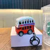 Chaveiro Modelo de Carro de Liga com Puxar para Trás Ônibus Turístico Brinquedo Chaveiro de Ônibus de Passageiros Pingente de Mochila