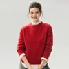 Otoño/Invierno Nuevo Color Hilo Cachemir Seda de Morera Hombro de Silla Cuello Redondo Engrosado Suéter Mujer Tejido Capa Base Ropa Interior