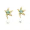 Europa y Estados Unidos tendencia de moda nueva transfronteriza pendientes creativos lindos exagerados de estrella de mar con incrustaciones de diamantes y perlas