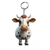 Novo produto transfronteiriço: chaveiro plano de acrílico colorido em formato de vaca de desenho animado, argola de chaveiro e pingente para carro/mochila