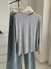 Camiseta de manga larga con cuello redondo de cachemira ligera para mujer, nuevo estilo de otoño, elástica, versátil, adelgazante, suave y respetuosa con la piel, capa base