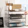 Estante de Mesa Transparente para Armazenamento de Arquivos Estante Estante de Livros Mesa de Armazenamento de Livros Escritório Acrílico Caixa Organizadora de Papel A4