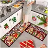 Juego de alfombrillas de cocina con temática navideña y motivos de letras, antideslizante para cuencos y platos, felpudo decorativo para la entrada del pasillo, alfombrilla resistente a la suciedad y al desgaste