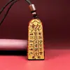 Pendente de Areia de Cristal de Cinábrio Bruto Dourado com a Inscrição "Cinco Comandos do Trovão", Pingente de Colar de Cristal Banhado a Ouro Atacado e Dropshipping