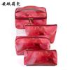 Novo conjunto de três peças de bolsa cosmética de PVC de mármore vermelho renderizado, bolsa de armazenamento para tatuagem, nail art, caixa de ferramentas