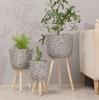 Macetas, Soportes de Madera para Flores de Pie, Cestas de Flores de Paja y Ratán, de Pie para Sala de Estar, Balcón, Dormitorio, Estilo Nórdico Soportes de Madera Maciza para Plantas Verdes