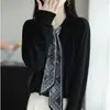Suéter Feminino Plus Size para Primavera e Outono para Cobrir a Barriga e Parecer mais Magra, Top Cachecol de Seda, Suéter de Malha para Base de Outono e Inverno