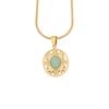 [Ice Meng] colgante de piedra natural retro geométrico ovalado collar de acero inoxidable joyería transfronteriza de Europa y Estados Unidos N123