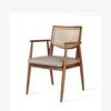 Silla de Comedor Nórdica de Madera Maciza y Ratán Silla de Hotel Antigua Media Casual con Reposabrazos y Respaldo Silla Moderna Simple para Restaurante Oficina