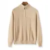 Suéter de punto para hombre, de lana, trenzado, con media cremallera, engrosado, corte holgado, adelgazante, versátil, suave y cómodo, en stock del fabricante