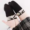 Calcetines con ribete de encaje estilo japonés JK dulce lazo blanco leche calcetines para pantorrilla Lolita lazo calcetines largos hasta el muslo por encima de la rodilla
