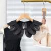Otoño e Invierno Nuevo albaricoque Puntada Pétalo Hebilla Cuello Falso Suéter Suéter Vestido Camisero Top Cuello Decorativo Flor