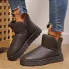 Botas de neve inverno novo 2024 pele uma forro de fleece espesso couro algodão sapatos comércio exterior tamanho grande quente botas de algodão para mulheres