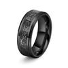 Anillo europeo y americano de acero de titanio marea negro incrustado seda negra para hombre estilo deportivo anillo de 8 mm simple joyería de mano de acero inoxidable
