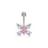 Europeo y Americano Transfronterizo Nuevo Dulce Anillo para el Ombligo de Mariposa Moda Lujo Ligero Chica Colgante de Mariposa Adorno Umbilical Perforación Anillo Umbilical