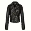 Chaqueta de Cuero para Motocicleta Estilo Punk con Tachuelas para Mujer, Cremallera Diagonal, Chaqueta de PU, Producto Transfronterizo Más Vendido en Stock