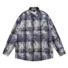 Camisa Xadrez Tie-Dye Verde Vintage Masculina Camisa de Manga Longa Casal Americano Jaqueta com Proteção Solar Top Camada