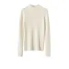 Suéter de Gola Alta Meia 100% Caxemira Pura para Mulheres, Suéter Curto Slim Fit, Camisa Base Aquecida Espessa, Peça Versátil para Usar por Cima para Mulheres