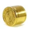 Nuevo molinillo de 63 mm con patrón en relieve, cuatro capas, aleación de aluminio, triturador de cigarrillos, molinillo de metal