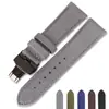 Correa de Lona de Liberación Rápida Material de Nylon Cuero Genuino Impermeable Sudor Hebilla de Mariposa de Doble Presión para Samsung Jiaming Huawei GT