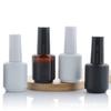 Botella de vidrio para esmalte de uñas de 15 ml, negra, esmalte de uñas oscuro, botella de plástico, redonda transparente con pincel, botella de vidrio para esmalte de uñas