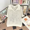 Diseño de Verano Tres Rayas Simple Color Sólido Casual Camisa Polo Tejida Hueca Retro Manga Media Top Moderno
