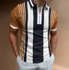 Polo Masculino de Nuevo Estilo Europeo y Americano Transfronterizo Estampado Digital 3D Moda Casual Camisa Polo de Manga Corta con Media Cremallera