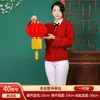 2026 Modelo Nuevo Linternas Rojas Impermeables para Exteriores para Decoración de Puerta, Par de Linternas de Palacio Flocadas Rojas Completas Sin Adornos para Año Nuevo