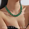 Collar de cristal rosa, verde y blanco Barbie con diamantes completos de Europa y América, venta caliente, suministro transfronterizo, collar con cadena de clavícula larga exagerada