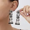 Pendientes Bohemios de Borlas con Estilo Étnico Clásico, con Alambre Floral Chapado en Oro y Colgantes de Colores, Pendientes de Diseñador para Ventas Transfronterizas