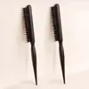 Peine de cerdas de jabalí de dientes finos para peinar el cabello, peine de tres filas desenredante para peinado voluminoso, peine de maquillaje de mango largo con cola puntiaguda para crear rizos y moños, peine de madera
