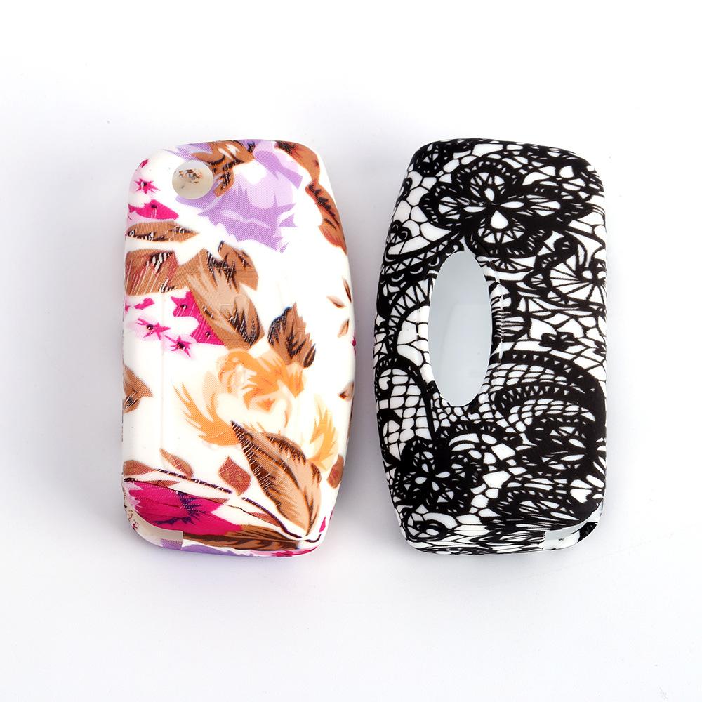 福特经典福克斯折叠3键无标水转印蕾丝和花