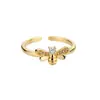Anillo Abierto Estilo Europeo Abeja Mariposa de Circonita Colorida Chapado en Oro de 18K Ajustable para Mujer Anillo de Piedra de Color