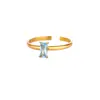 Amazon Explosiones Transfronterizas Sentido Avanzado del Diseño Anillo Dorado con Piedra Natal Anillo Simple Rectangular de Zirconia para Mujer